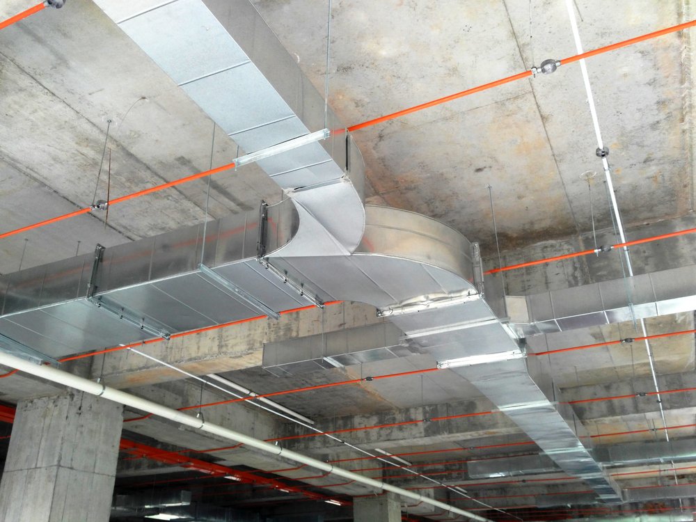 hvac system of heating ducts